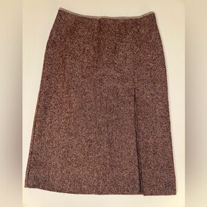 United Colors of Benetton Wool Blend A-Line Skirt Size 6 Mauve Front Slit Italy